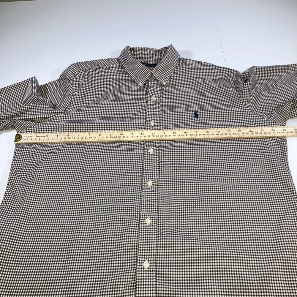 Polo‎ Ralph Lauren Shirt Mens XL Brown Gingham Check Button Down Cotton